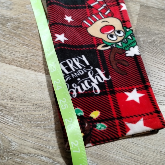 •No Boundaries Junior's M Size 7-8 Christmas Red Plaid Reindeer Fleece Leggings - Picture 10 of 16